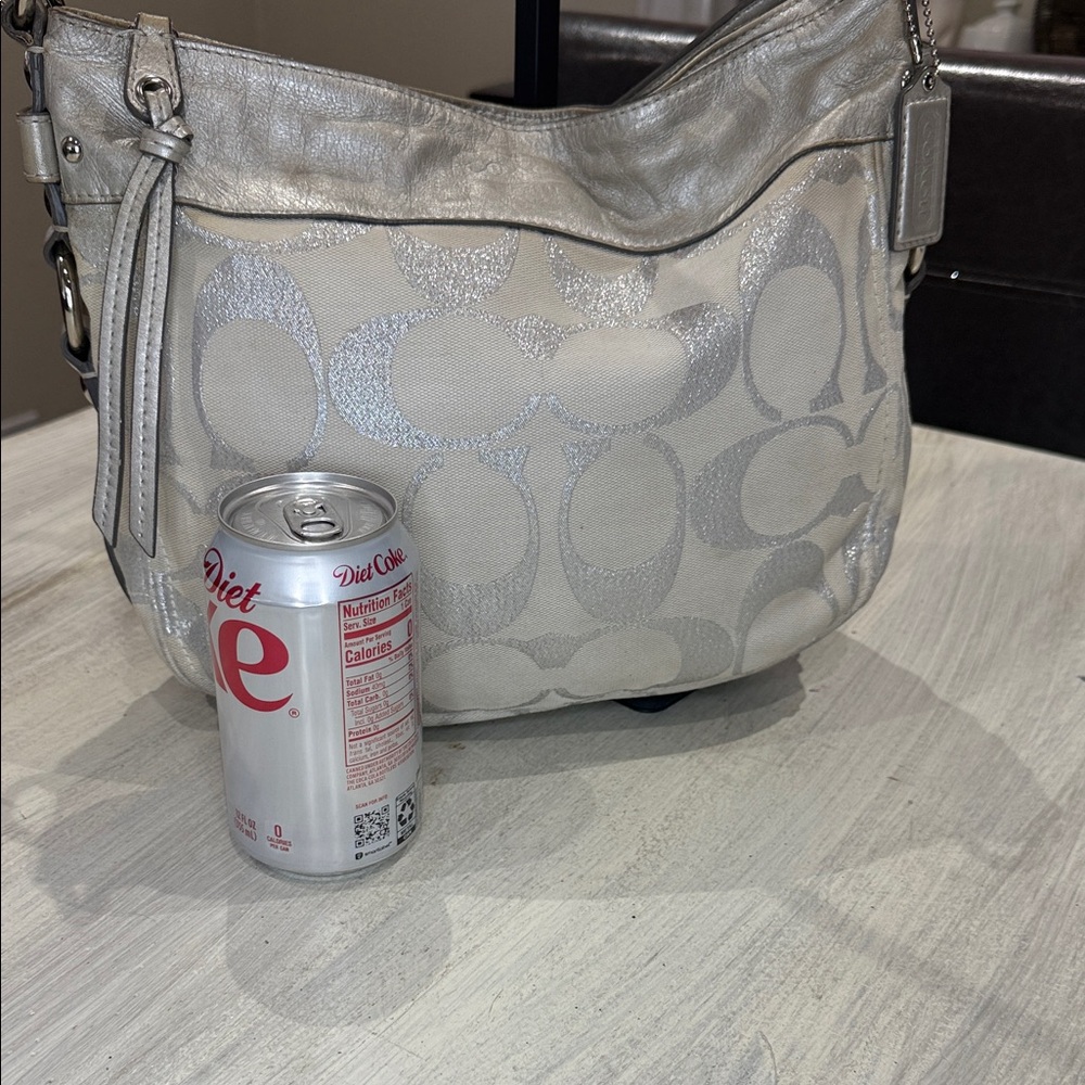 Coach Metallic Silver and Cream Shoulder Hobo Bag - Picture 12 of 16